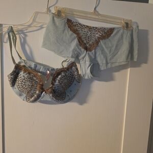 Elegant Blue and Gold Women's Lingerie Set